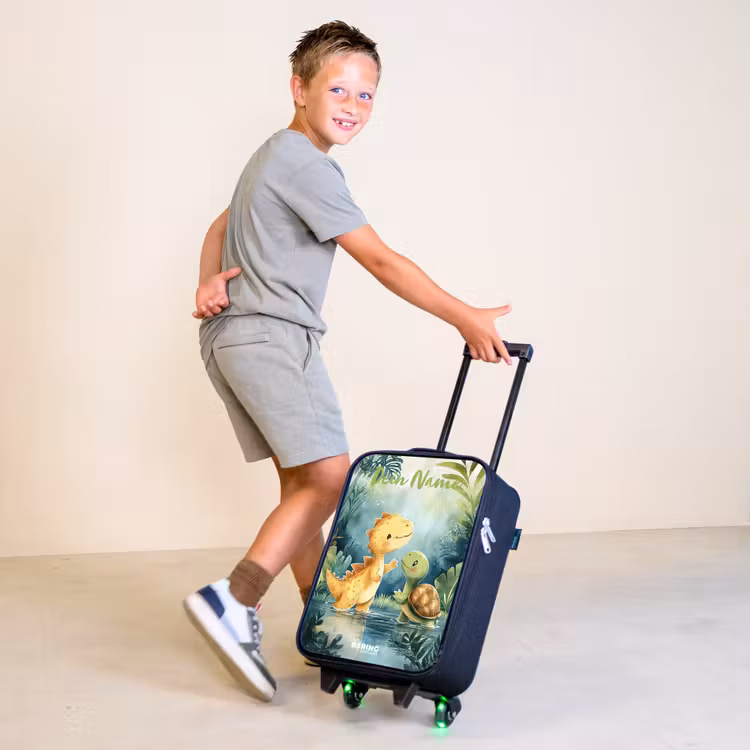 Dino - Schildpad - Jungle Kinderkoffer - Zwart klein -sfeer3
