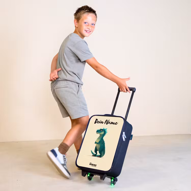 Dino - Dier - Blauw - Groen Kinderkoffer - Zwart klein -sfeer3