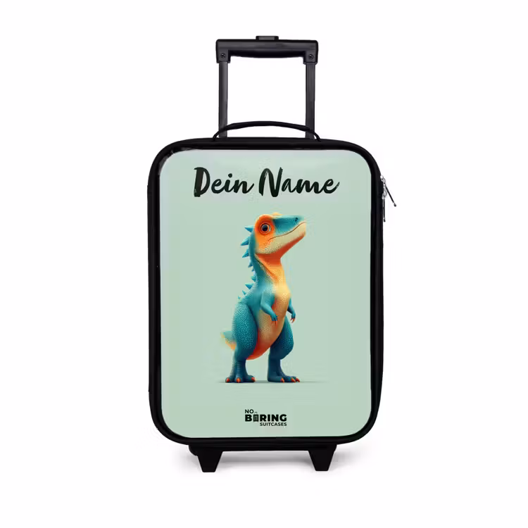 Dino - Dier - Groen - Oranje Kinderkoffer - Zwart klein -3d