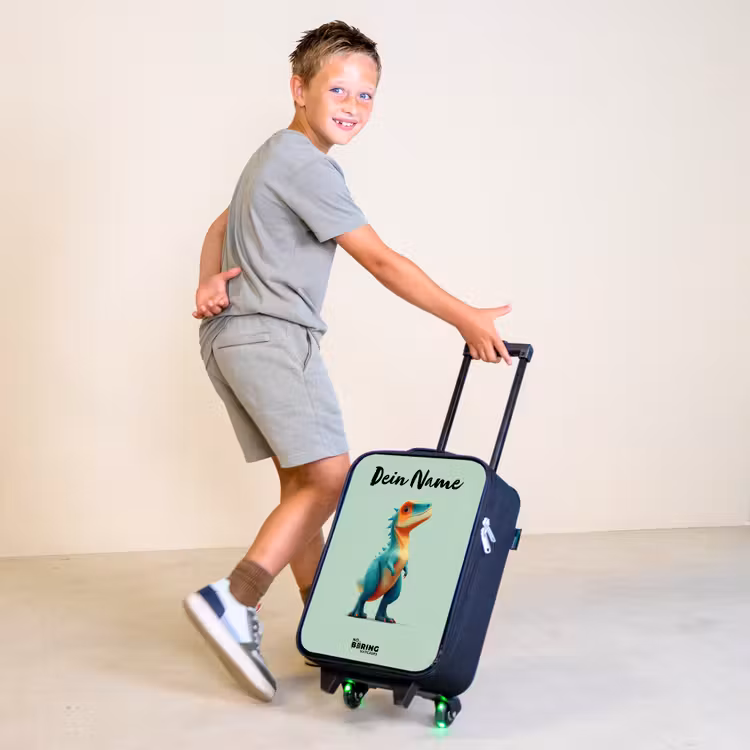 Dino - Dier - Groen - Oranje Kinderkoffer - Zwart klein -sfeer3