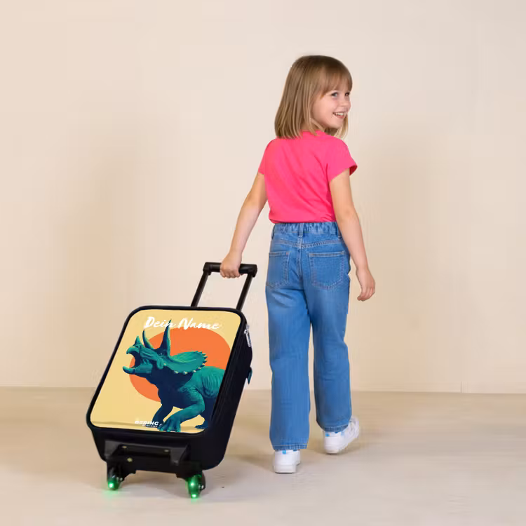 Dino - Triceratops - Dier Kinderkoffer - Zwart klein -sfeer1