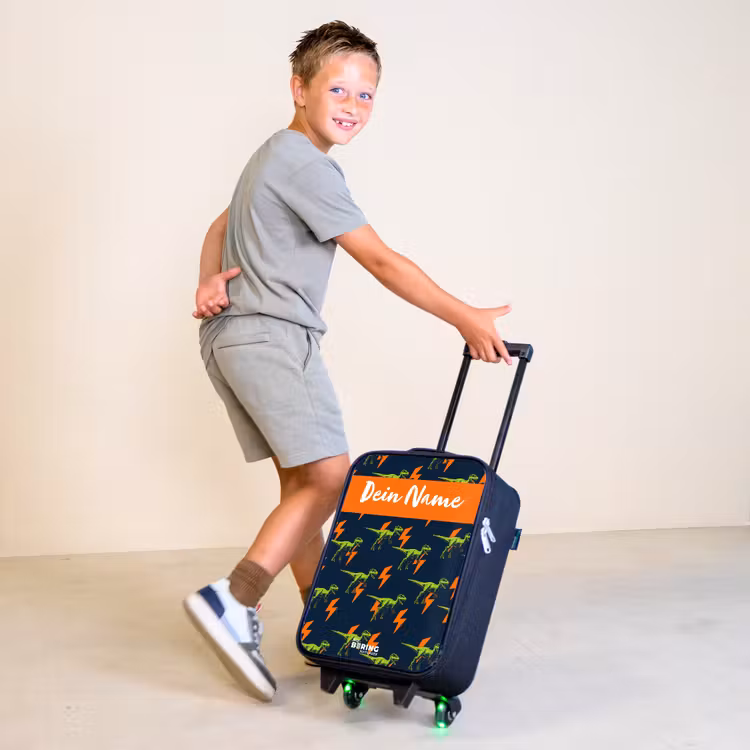 Dinos - Bliksem - Dieren - Blauw Kinderkoffer - Zwart klein -sfeer3