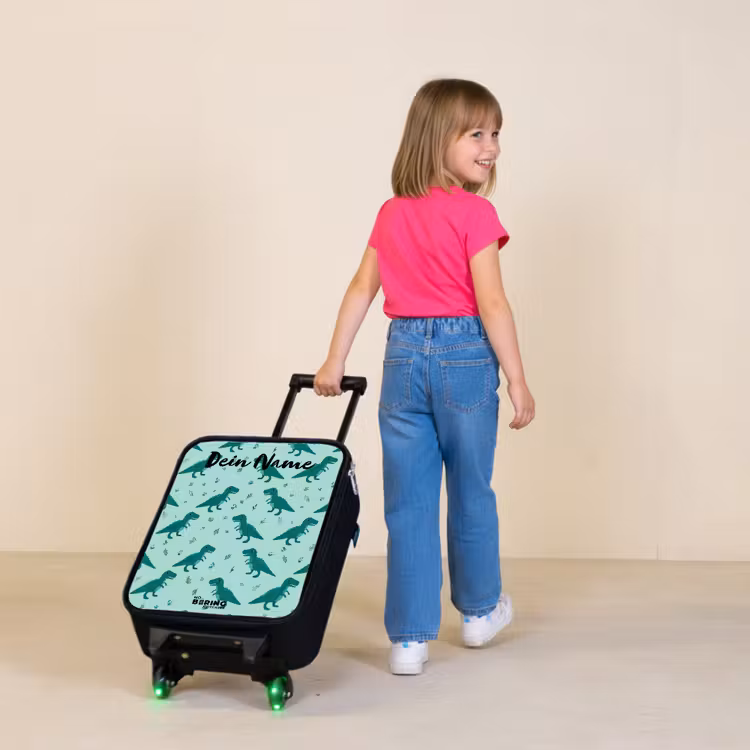 Dinos - Patroon - Groen Kinderkoffer - Zwart klein -sfeer1