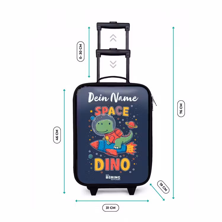 Dinosaurus - Groen - Raket - Sterrenhemel Kinderkoffer - Zwart klein -productfoto_formaten