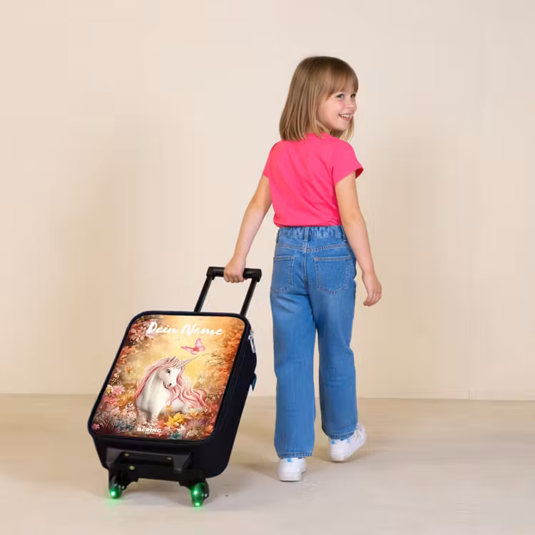 Eenhoorn - Vlinder - Roze - Manen Kinderkoffer - Zwart klein -sfeer1