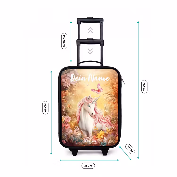 Eenhoorn - Vlinder - Roze - Manen Kinderkoffer - Zwart klein -productfoto_formaten