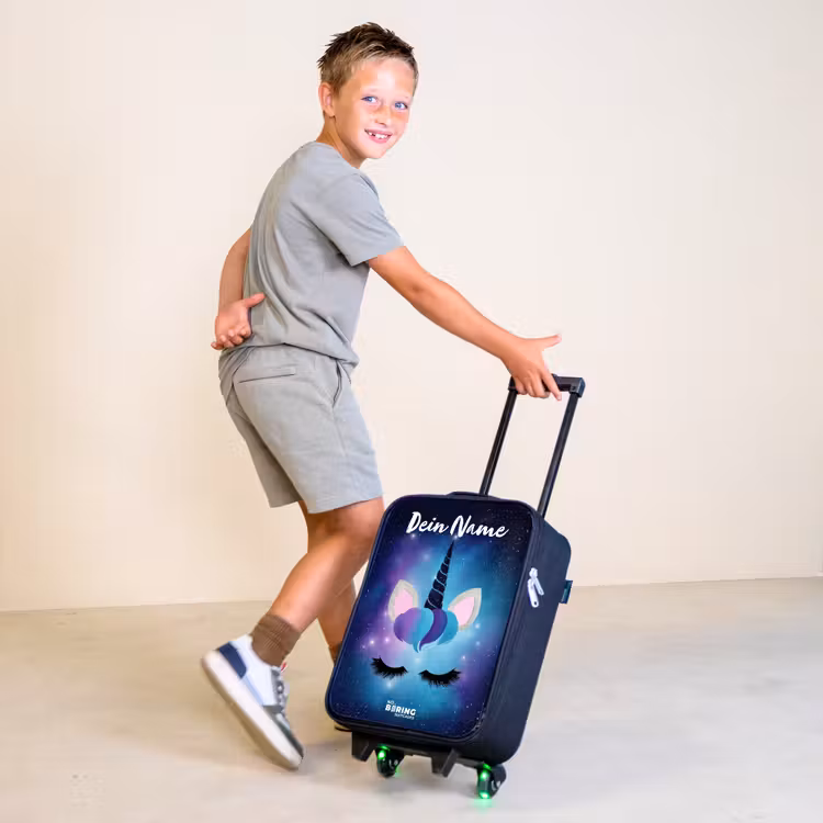 Eenhoorn - Sterren - Blauw Kinderkoffer - Zwart klein -sfeer3
