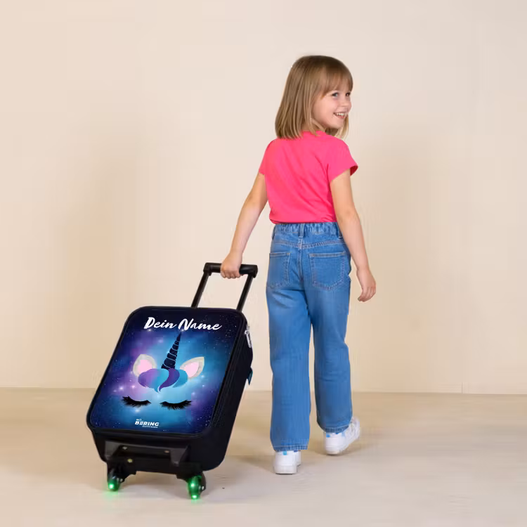 Eenhoorn - Sterren - Blauw Kinderkoffer - Zwart klein -sfeer1