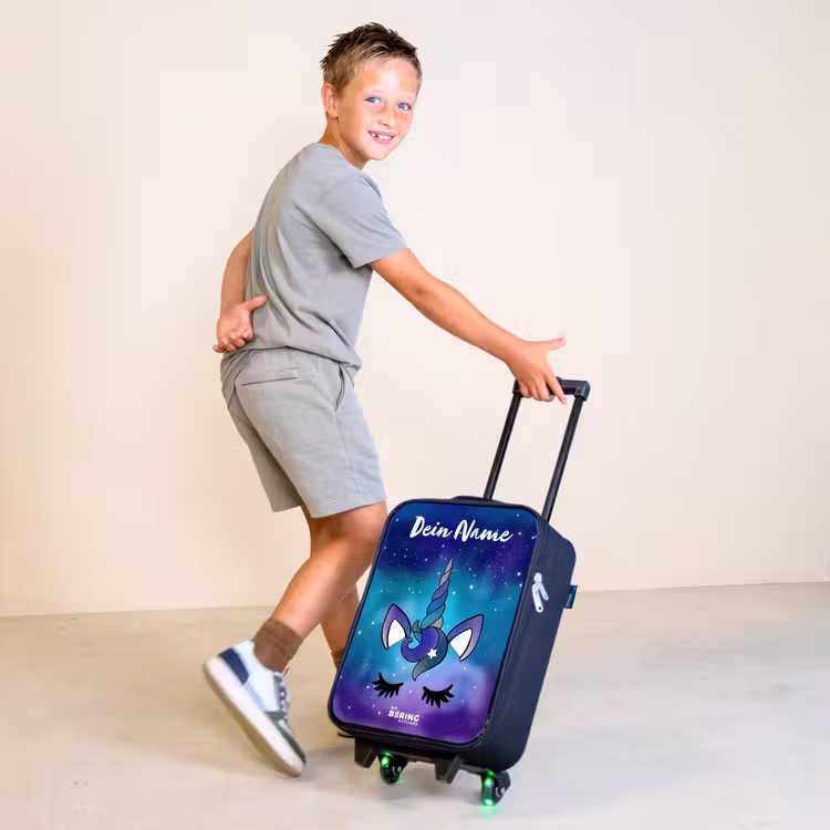 Eenhoorn - Sterrenhemel - Blauw Kinderkoffer - Zwart klein -sfeer3