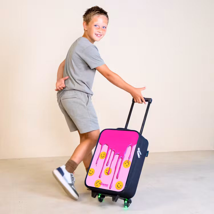 Verf - Smiley - Roze Kinderkoffer - Zwart klein -sfeer3