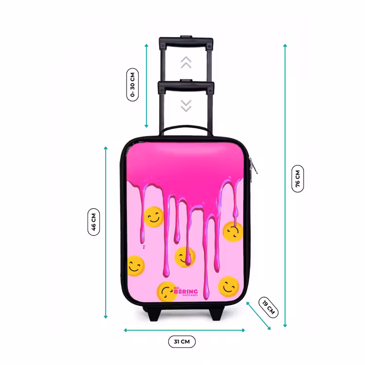 Verf - Smiley - Roze Kinderkoffer - Zwart klein -productfoto_formaten