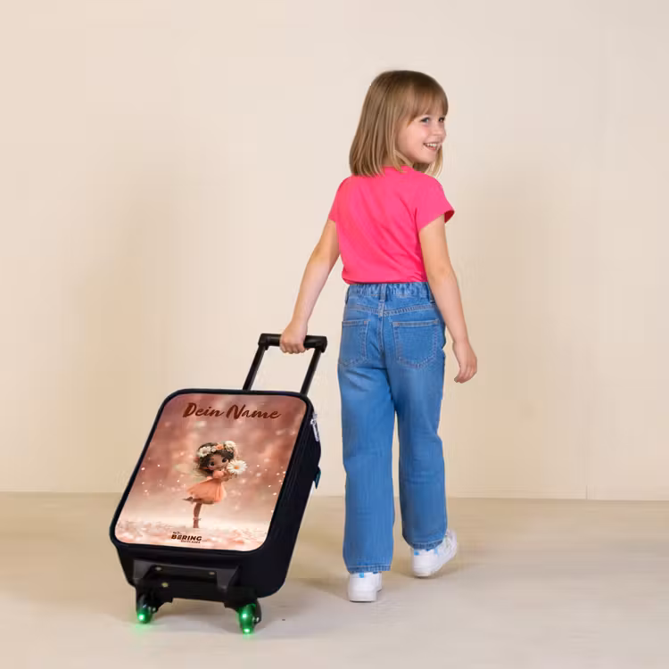 Fee met madeliefjes Kinderkoffer - Zwart klein -sfeer1