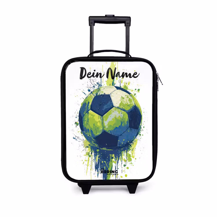 Voetbalvibes - Verf - Groen - Blauw Kinderkoffer - Zwart klein -3d