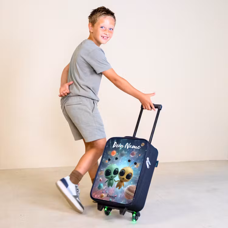 Vrolijke buitenaardse vrienden Kinderkoffer - Zwart klein -sfeer3