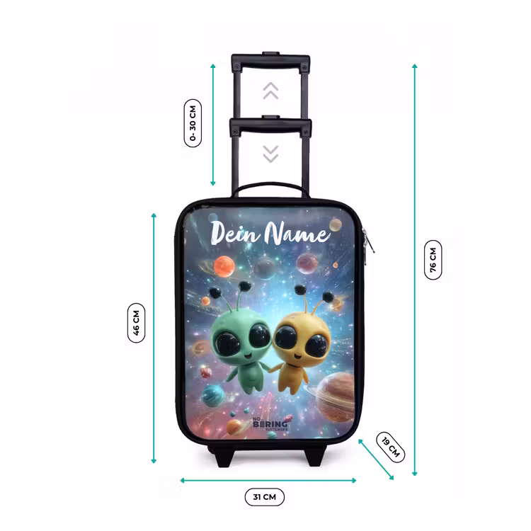 Vrolijke buitenaardse vrienden Kinderkoffer - Zwart klein -productfoto_formaten