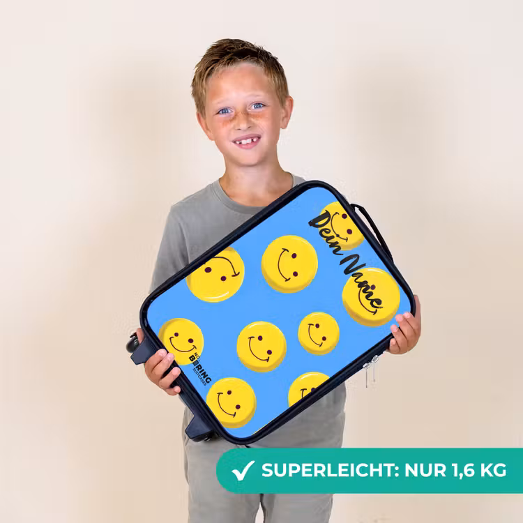Vrolijke smileyregen Kinderkoffer - Zwart klein -sfeer4_DE