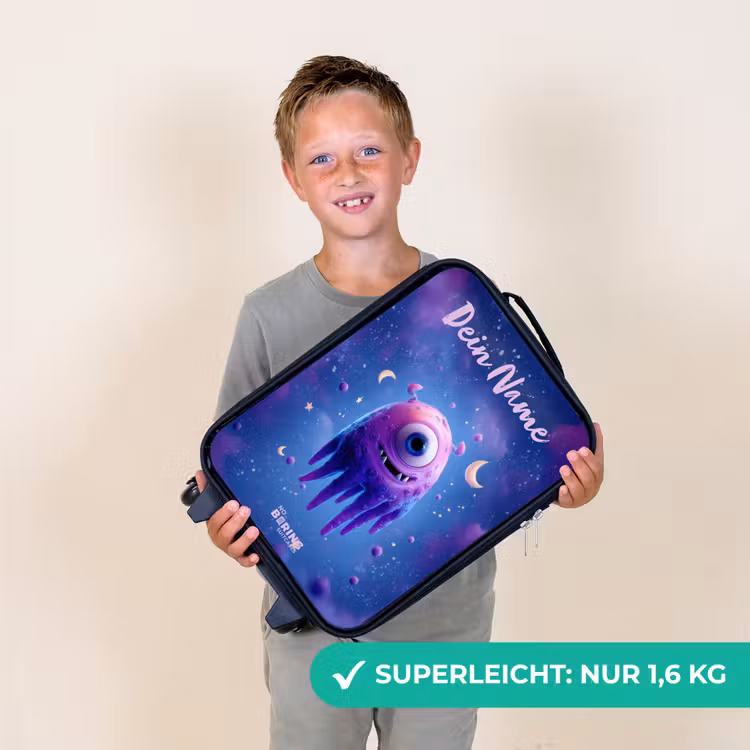 Vrolijk paarsoog in de ruimte Kinderkoffer - Zwart klein -sfeer4_DE