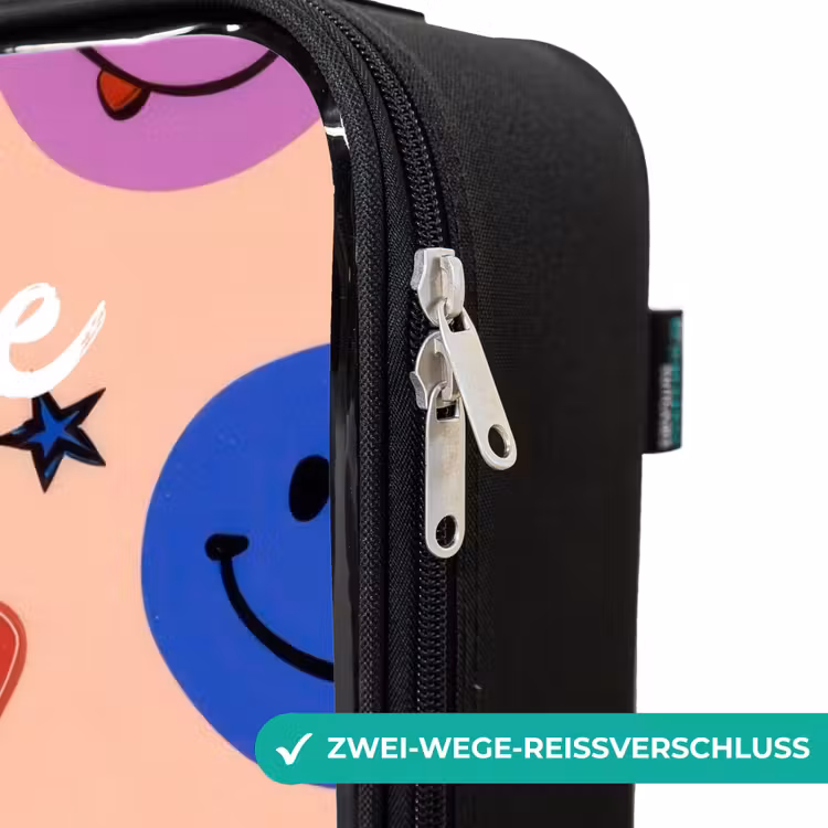 Vrolijk Smiley-patroon Kinderkoffer - Zwart klein -rits_DE