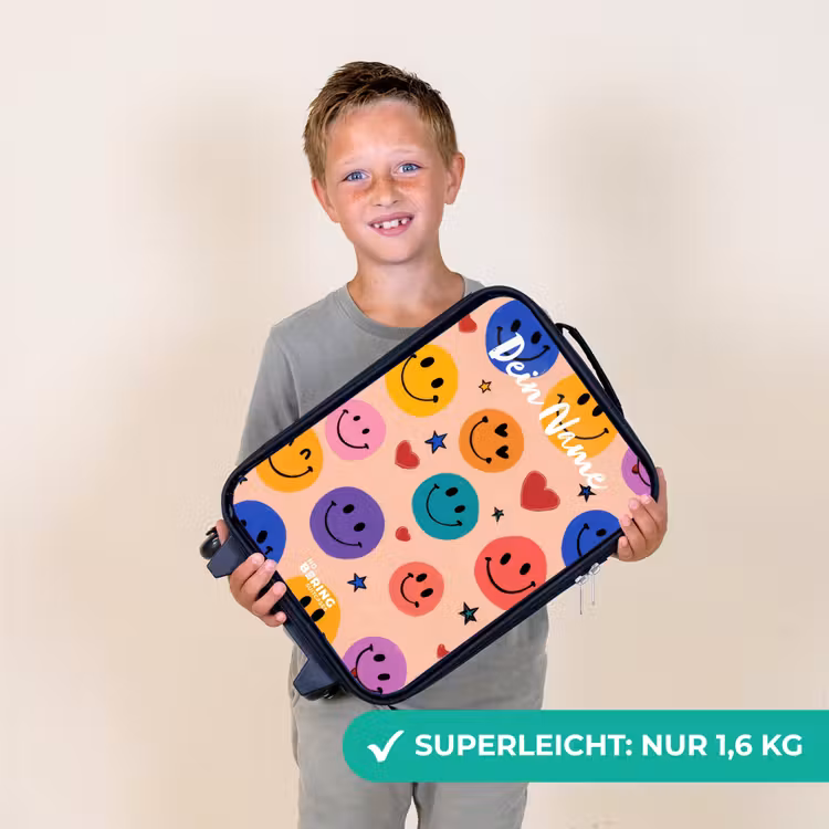 Vrolijk Smiley-patroon Kinderkoffer - Zwart klein -sfeer4_DE