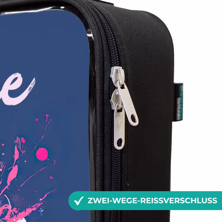 Voetbalvibes -  Verf - Roze - Blauw Kinderkoffer - Zwart klein -rits_DE