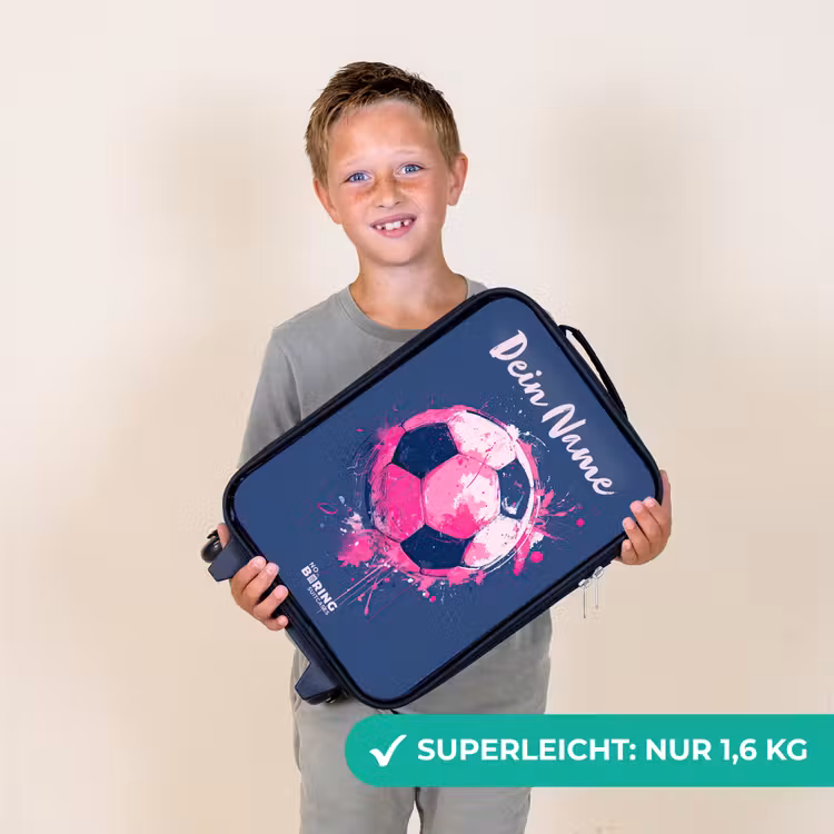 Voetbalvibes -  Verf - Roze - Blauw Kinderkoffer - Zwart klein -sfeer4_DE