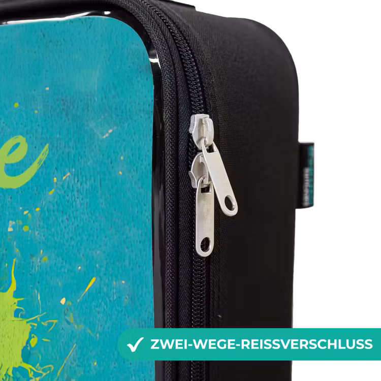 Voetbalvibes - Verfspatten - Groen - Blauw Kinderkoffer - Zwart klein -rits_DE