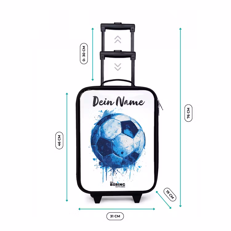 Voetbalvibes - Inktspatten - Blauw Kinderkoffer - Zwart klein -productfoto_formaten