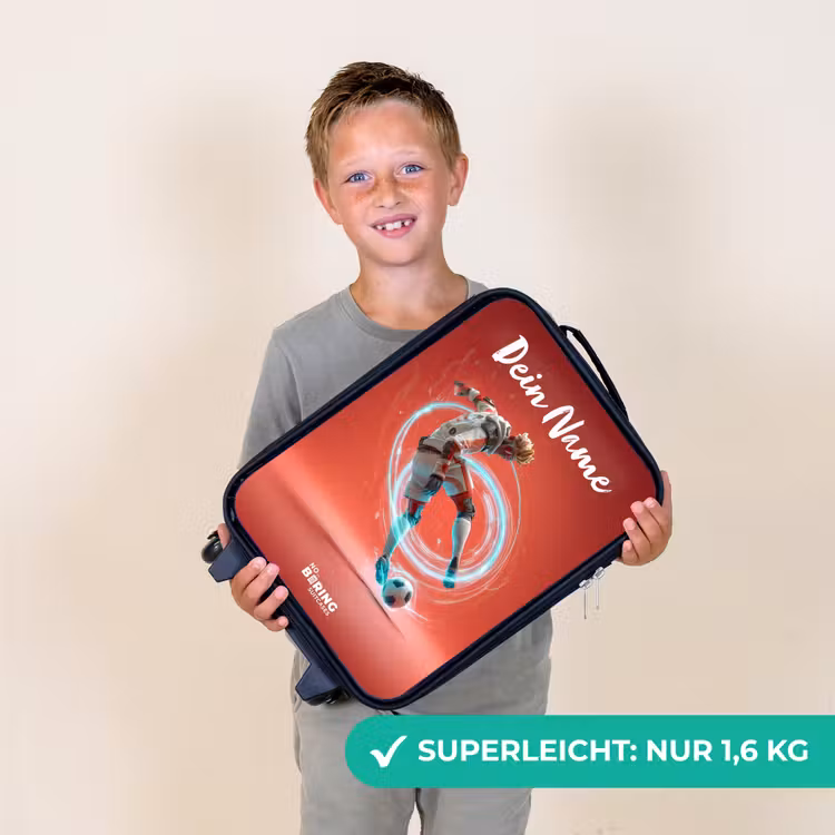 Voetballer - Bal - Lichtcirkel - Rood Kinderkoffer - Zwart klein -sfeer4_DE