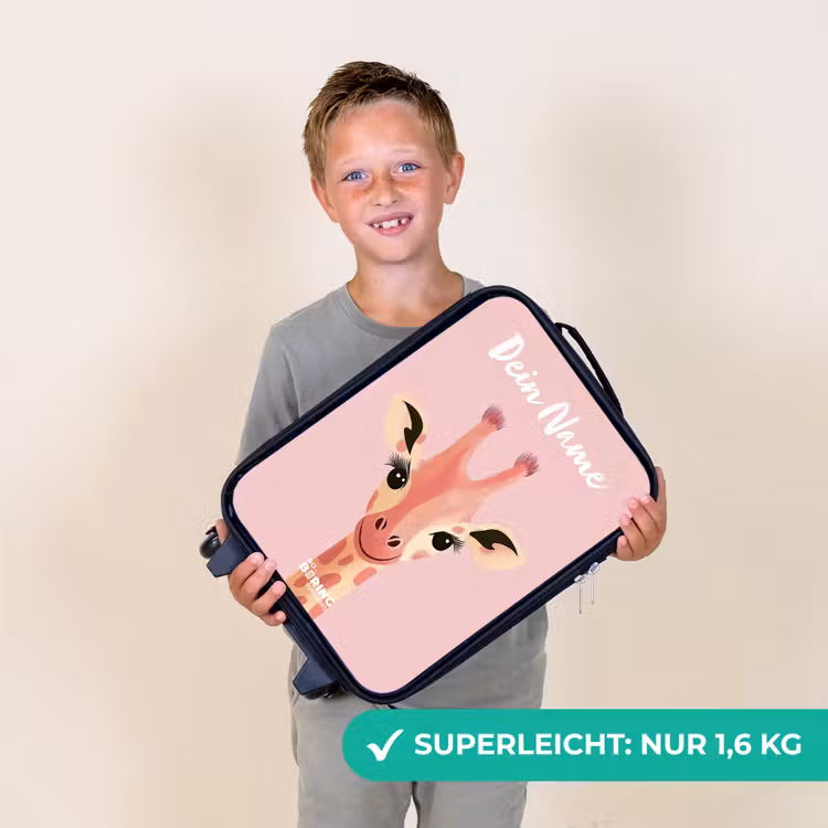 Giraffe - Wimpers - Minimalistisch - Roze Kinderkoffer - Zwart klein -sfeer4_DE