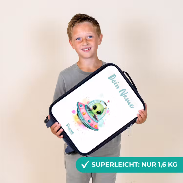 Groene alien in kleurrijke UFO Kinderkoffer - Zwart klein -sfeer4_DE