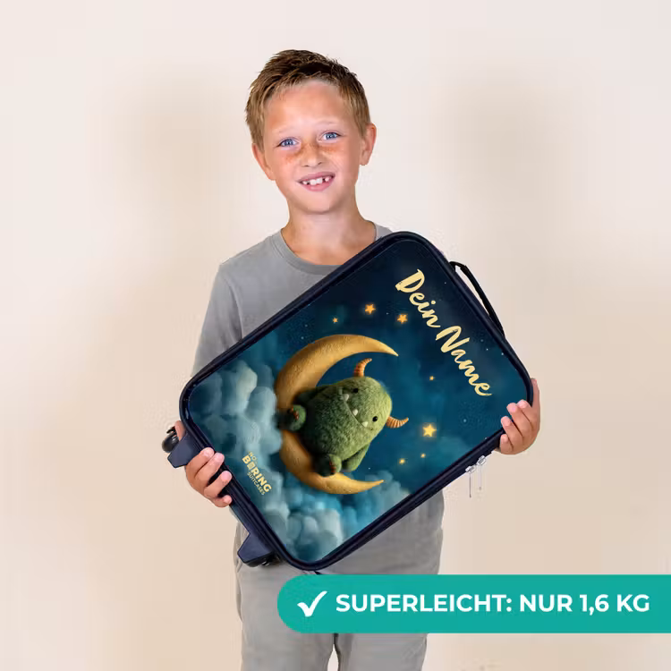 Groen monster op maansikkel Kinderkoffer - Zwart klein -sfeer4_DE