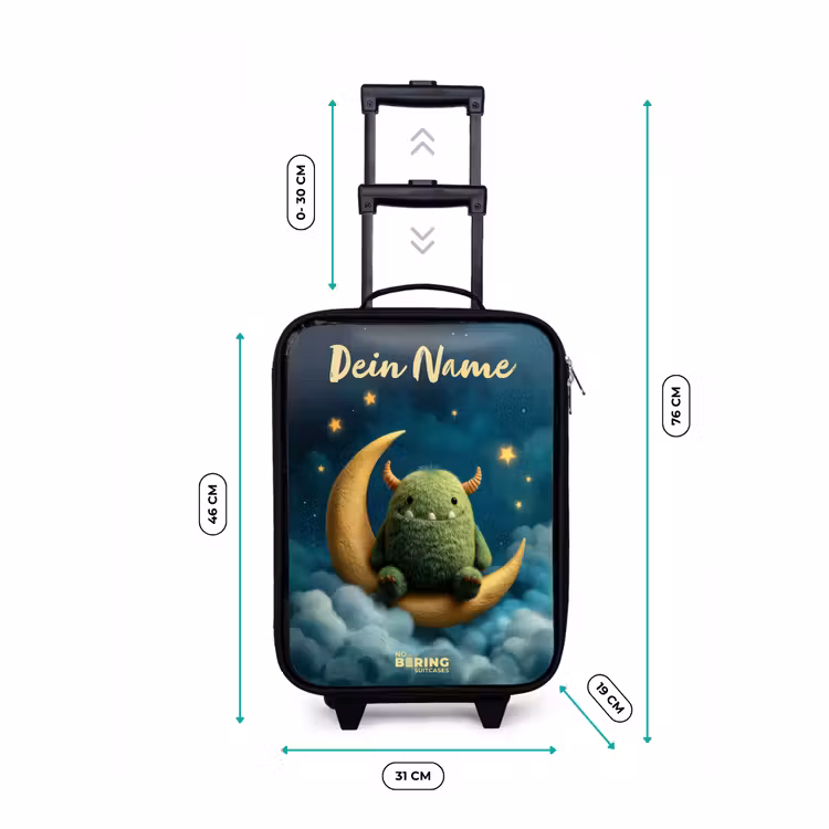 Groen monster op maansikkel Kinderkoffer - Zwart klein -productfoto_formaten