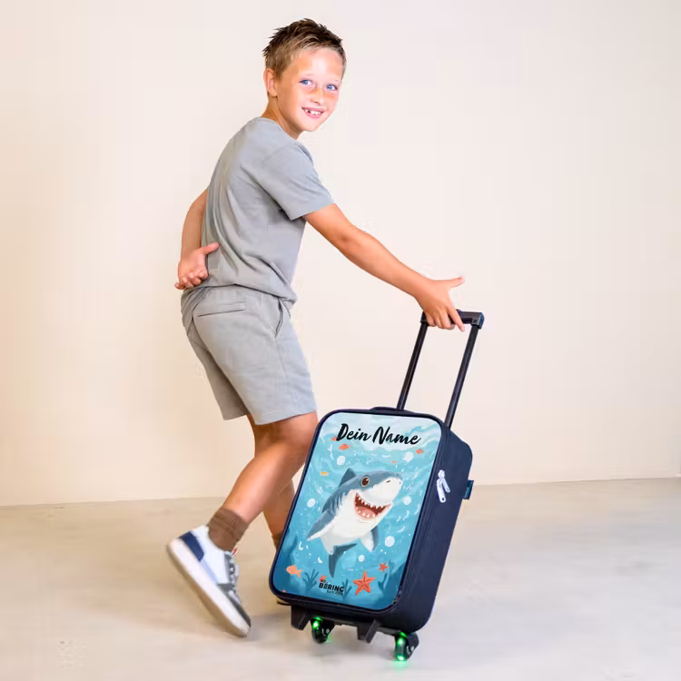 Haai - Water - Zee Kinderkoffer - Zwart klein -sfeer3