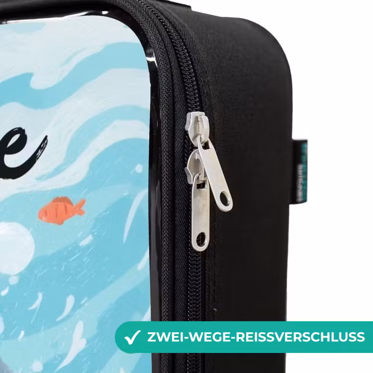 Haai - Water - Zee Kinderkoffer - Zwart klein -rits_DE