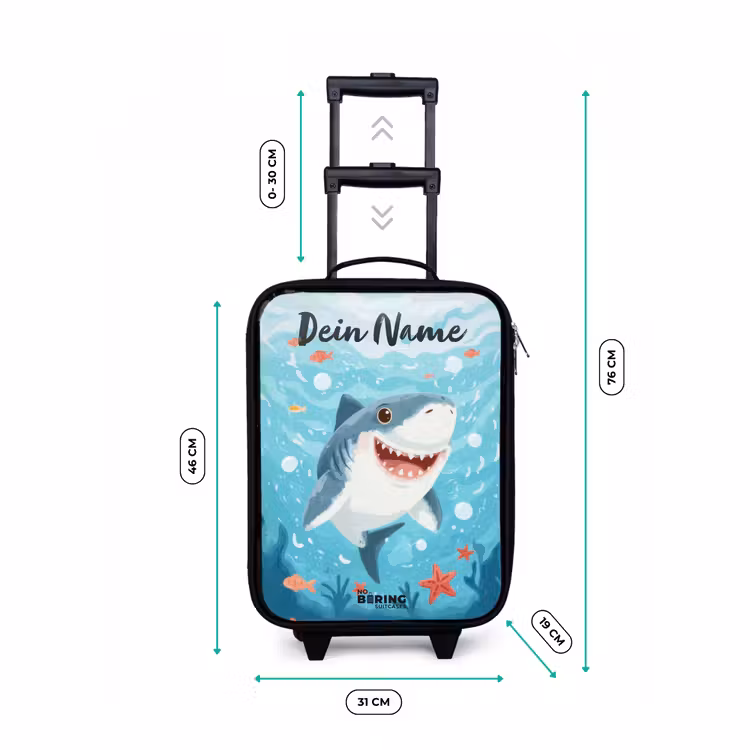 Haai - Water - Zee Kinderkoffer - Zwart klein -productfoto_formaten
