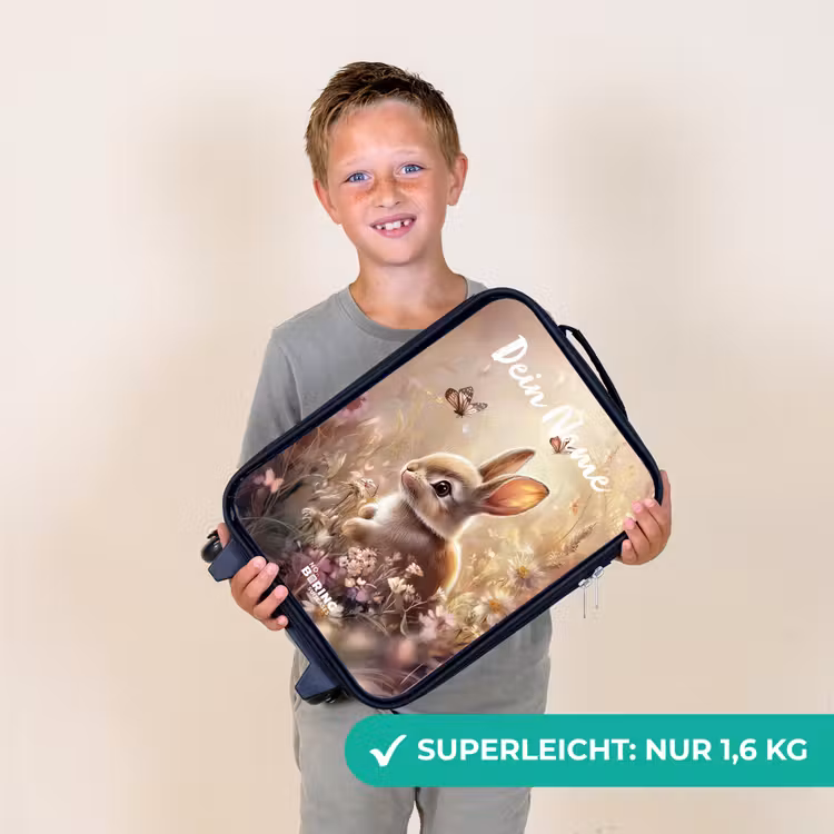 Konijntje - Bruin - Bloemen - Vlinders Kinderkoffer - Zwart klein -sfeer4_DE