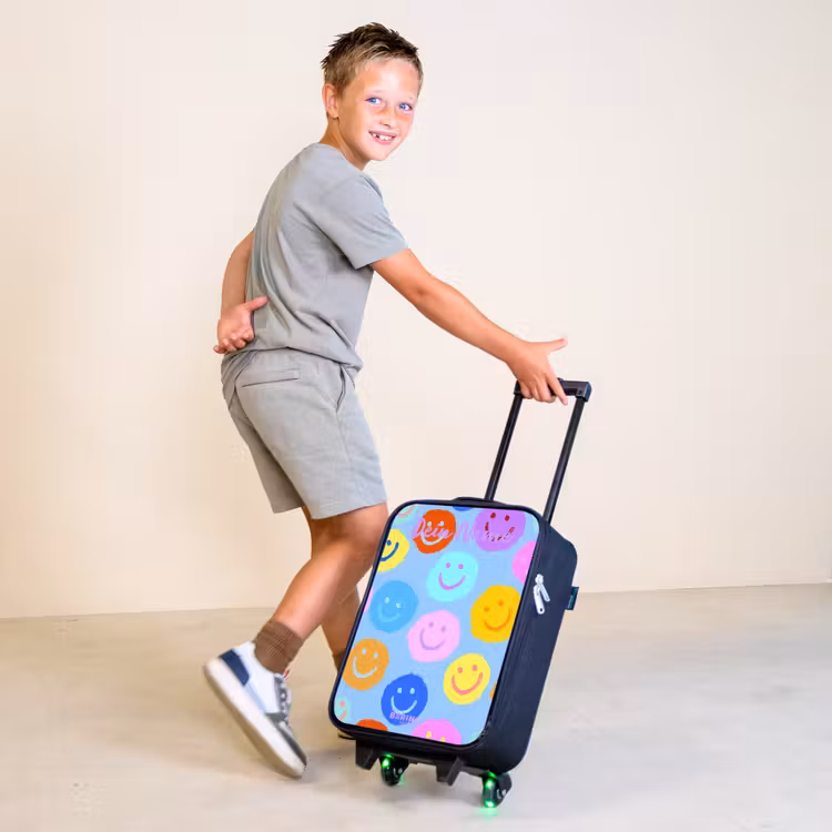 Vrolijk patroon van smileys Kinderkoffer - Zwart klein -sfeer3