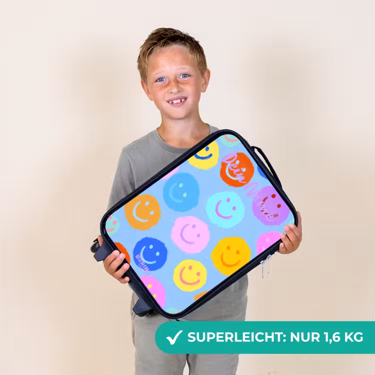 Vrolijk patroon van smileys Kinderkoffer - Zwart klein -sfeer4_DE
