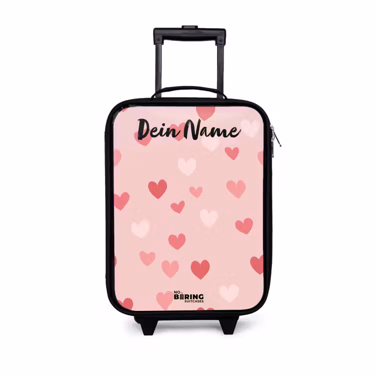 Hartjes - Patroon - Roze Kinderkoffer - Zwart klein -3d