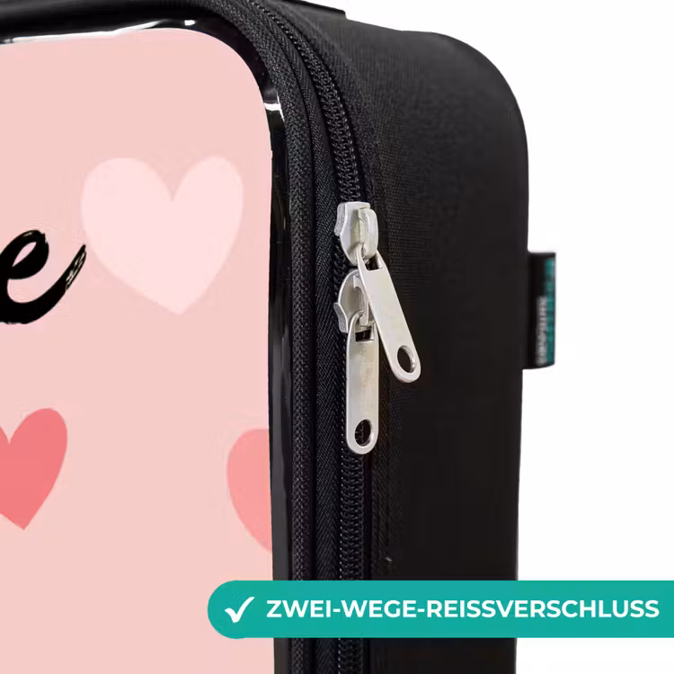 Hartjes - Patroon - Roze Kinderkoffer - Zwart klein -rits_DE