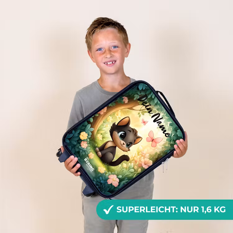 Kat - Vlinder - Bloemen Kinderkoffer - Zwart klein -sfeer4_DE