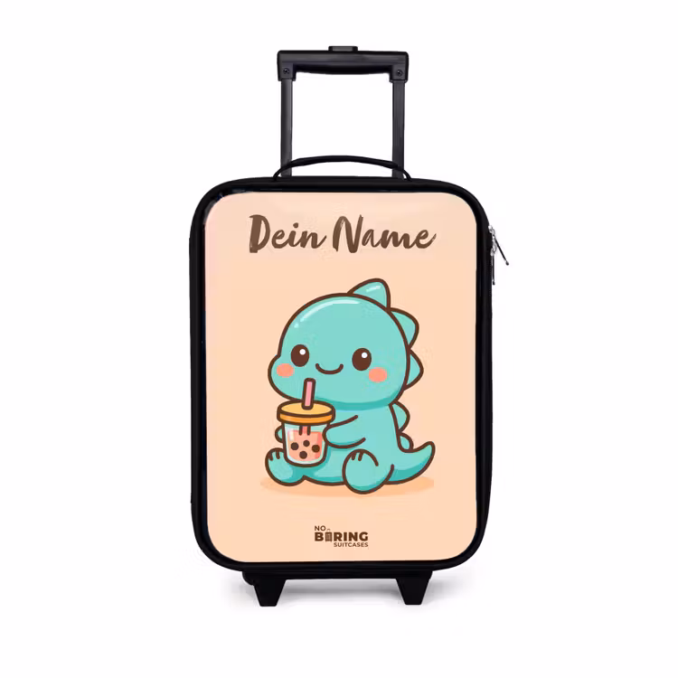 Kawai - Dino - Bubbletea Kinderkoffer - Zwart klein -3d