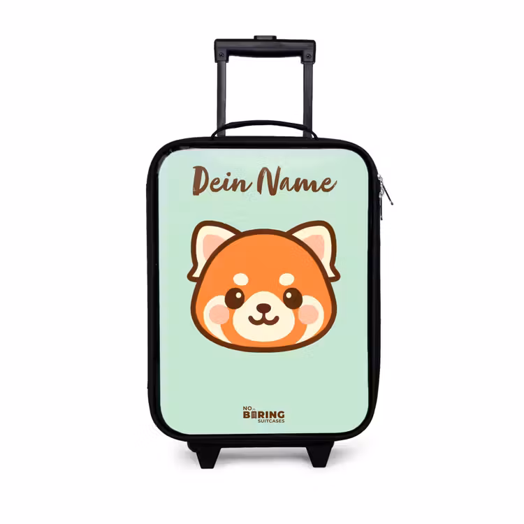 Kawai - Rode panda - Groen Kinderkoffer - Zwart klein -3d