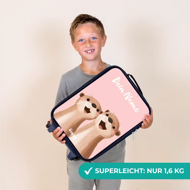 Glimlach - Otters - Roze - Illustratie Kinderkoffer - Zwart klein -sfeer4_DE