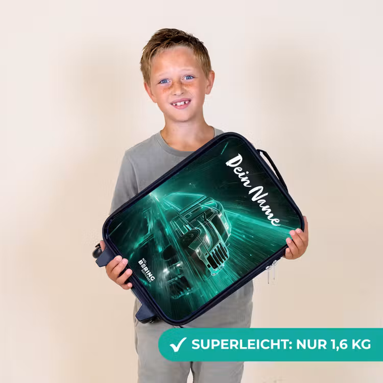 Vrachtwagen - Stad - Groen - Neon Kinderkoffer - Zwart klein -sfeer4_DE