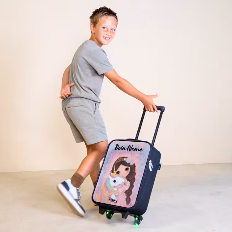 Meisje - Eenhoorn - Glitter Kinderkoffer - Zwart klein -sfeer3