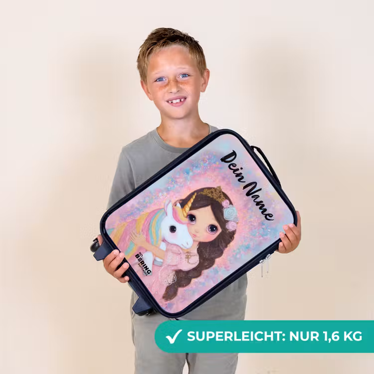 Meisje - Eenhoorn - Glitter Kinderkoffer - Zwart klein -sfeer4_DE