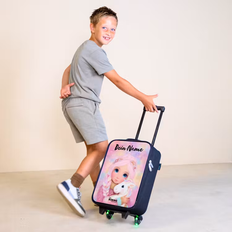 Meisje - Eenhoorn - Roze Kinderkoffer - Zwart klein -sfeer3