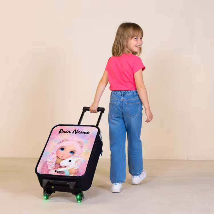 Meisje - Eenhoorn - Roze Kinderkoffer - Zwart klein -sfeer1
