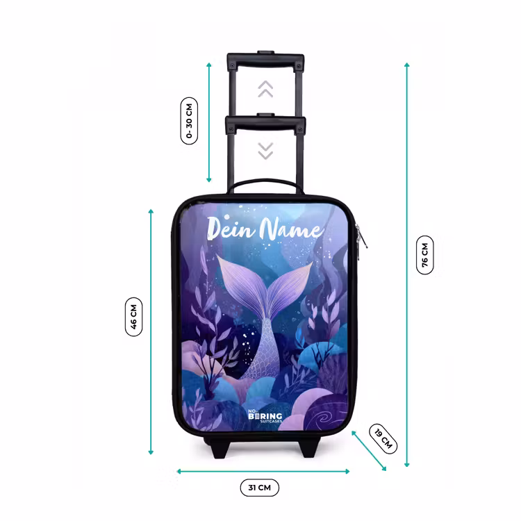 Zeemeermin - Onderwater - Paars - Blauw Kinderkoffer - Zwart klein -productfoto_formaten